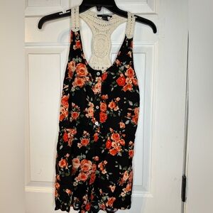 Forever 21 Black Floral Romper